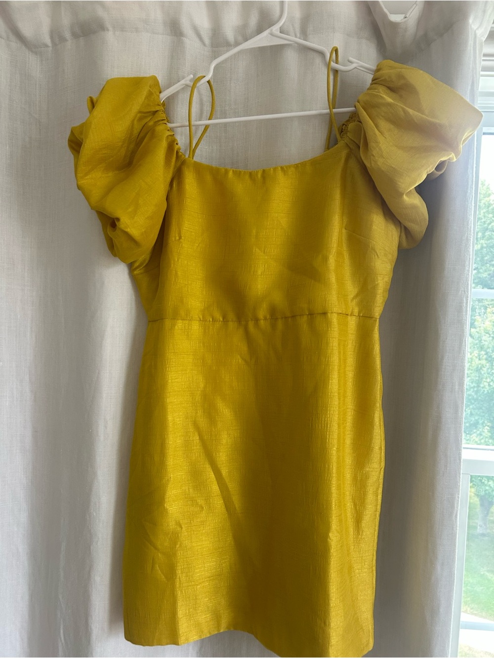 Anthropologie Yellow Puff-Sleeve Mini Dress